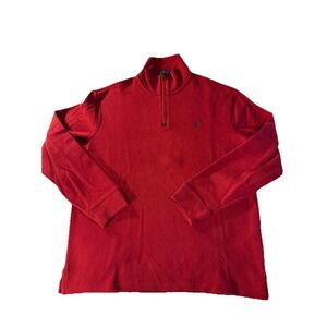 Polo Ralph Lauren Red Quarter Zip Pullover Sweater Mens Large Cotton